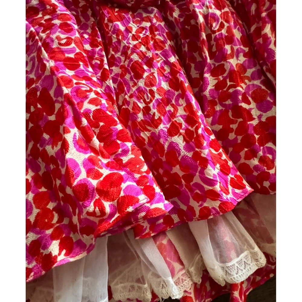Rickie Freeman Teri Jon dress vintage 1970s ruffle 100% silk front bow Rare - Picture 7 of 11